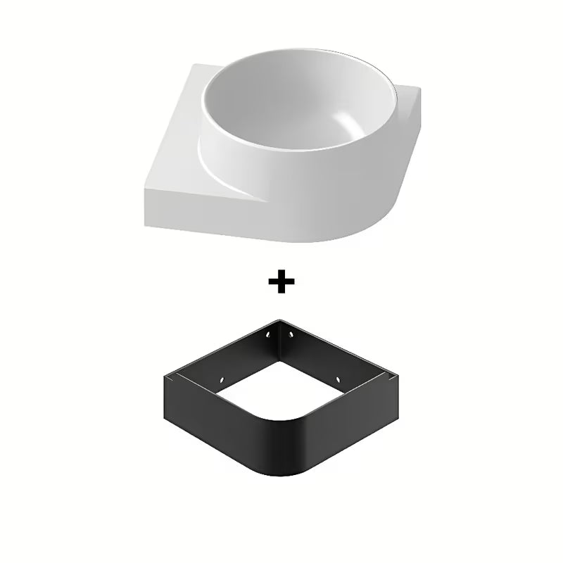 Bijeli kotno keramički umivalnik Ravak Yard 28x28 cm s upuštenom odlagališnom plohom