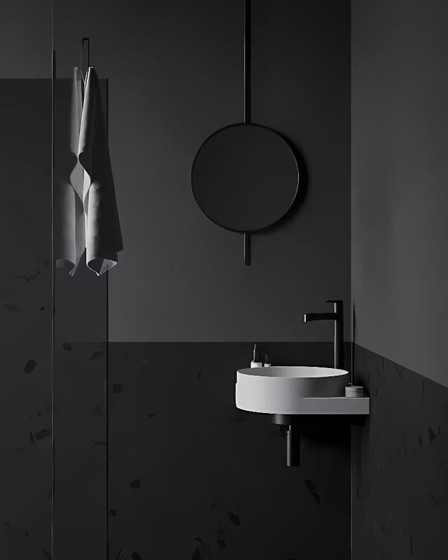Bel viseče keramični umivalnik Ravak Yard 45x45 cm z znižano odlagalno površino