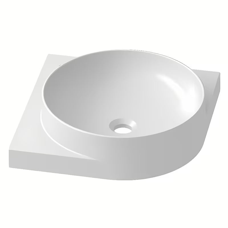Bijeli keramički kotno viseči umivalnik Ravak Yard s upuštenom odlagališnom plohom