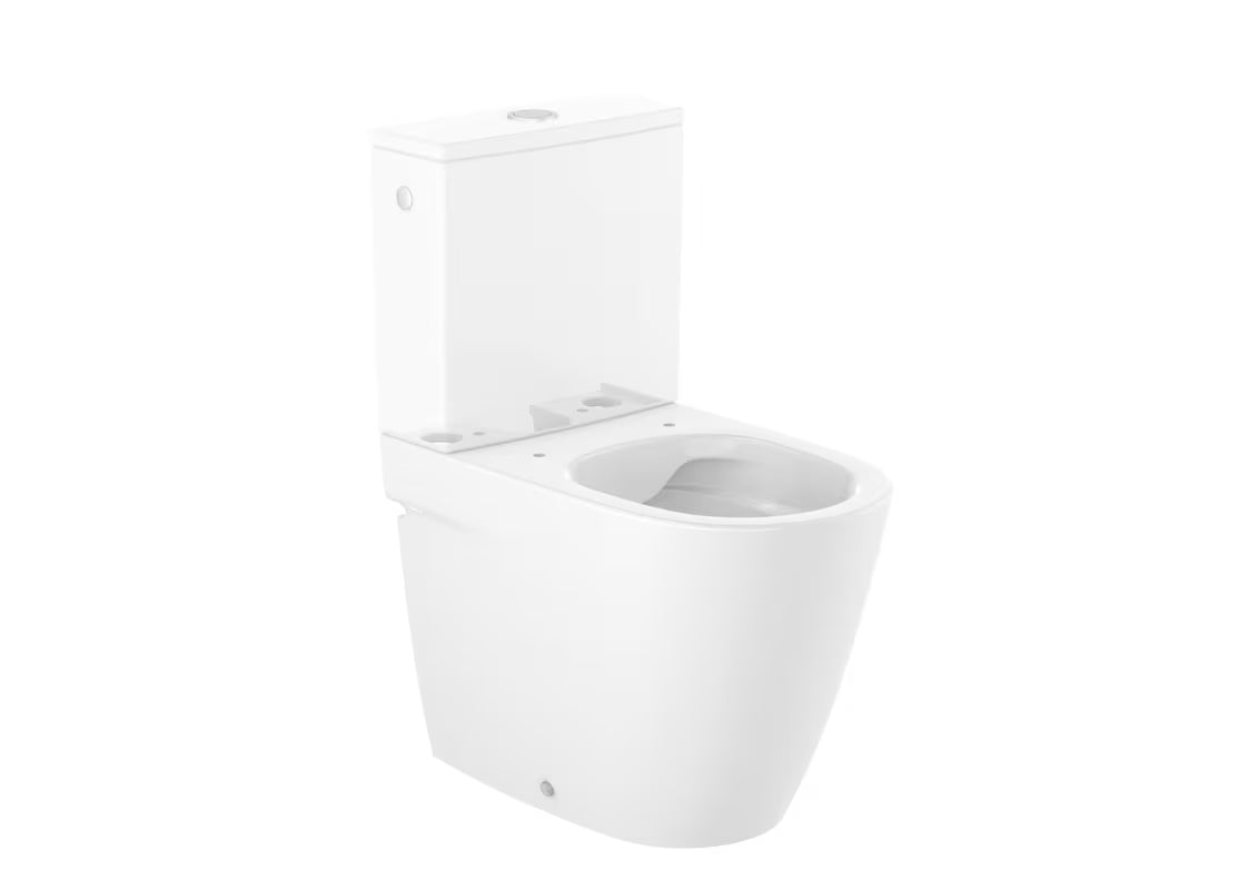 Bel stoječa WC školjka kombi Roca Ona brez splakovalnega kroga v zaobljeni moderni zasnovi