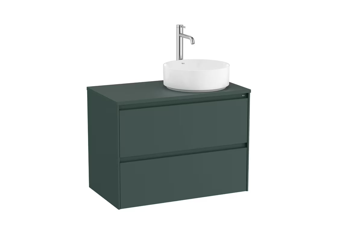 Viseča omarica pod umivalnikom Roca Ona v mat zeleni barvi v dimenziji 79,4x45,7x58,3 cm.