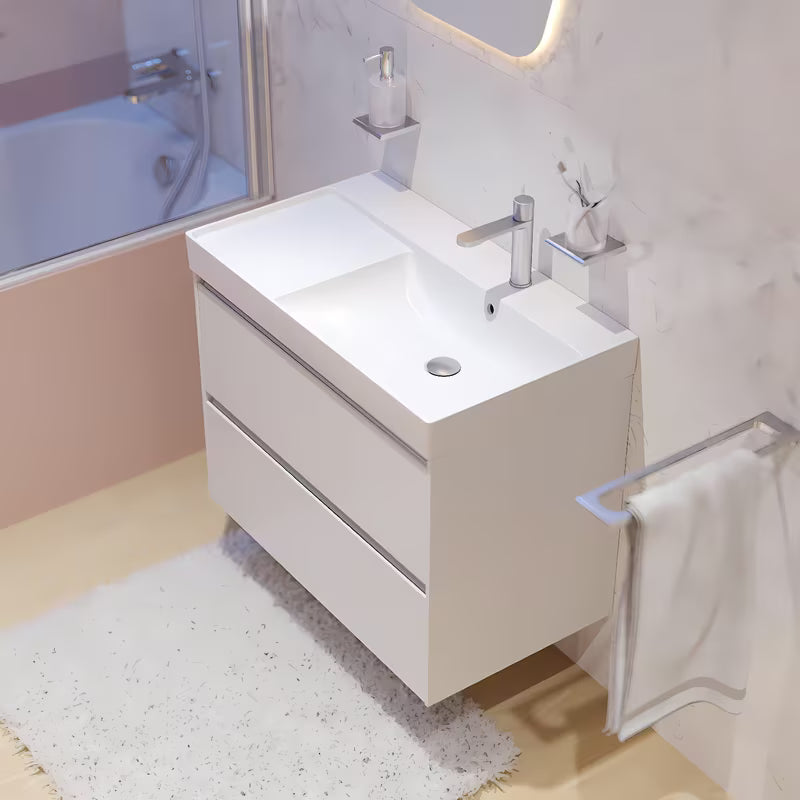 Viseča kopalniška omarica Roca Ona s keramičkim umivaonikom u mat bijeloj boji, 80x64,5x46 cm.