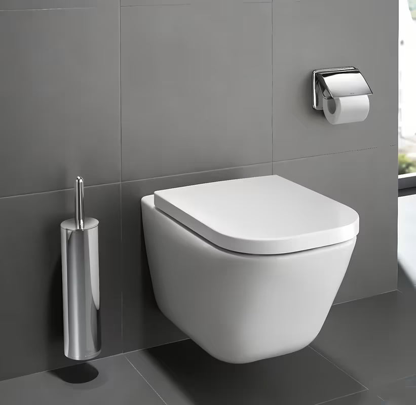 Beli viseča WC školjka Roca The Gap z izvedbo Rimless brez splakovalnega kroga in oglato zasnovo
