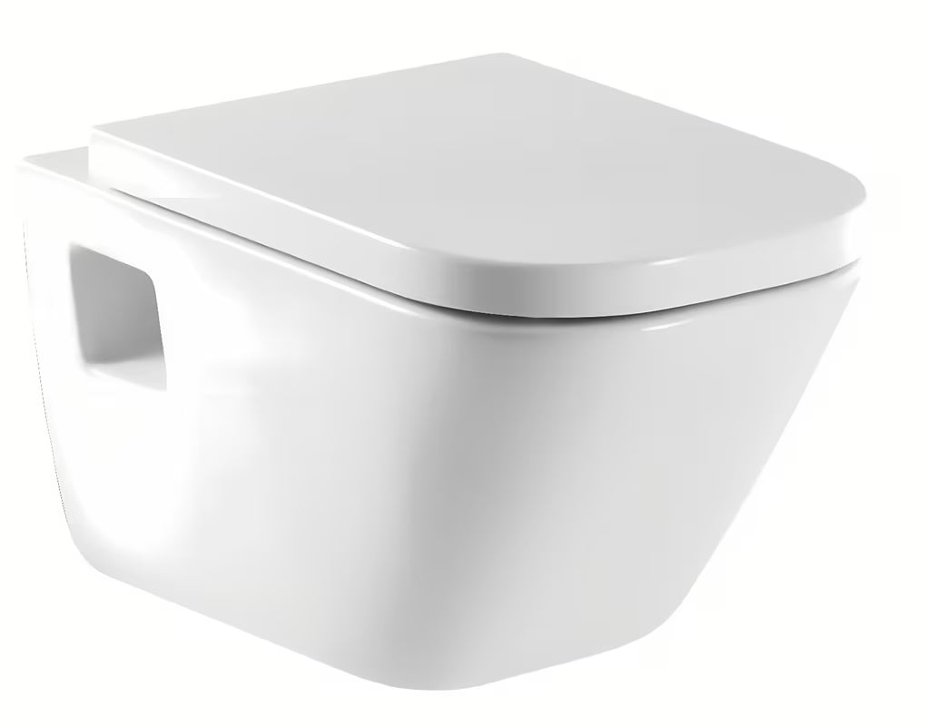 Bijeli viseča WC školjka Roca The Gap od keramike s dubokim ispiranjem i štednim ispiranjem 3/4,5 l.