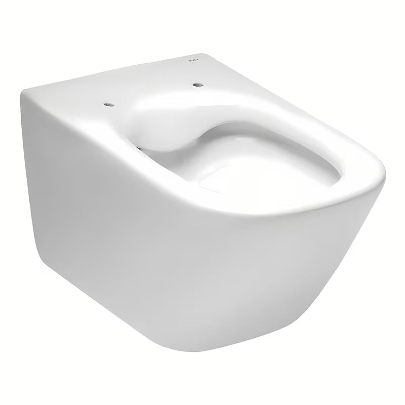 Bijeli viseča WC školjka Roca The Gap s Rimless izvedbom brez splakovalnega kroga i četvrtastim dizajnom