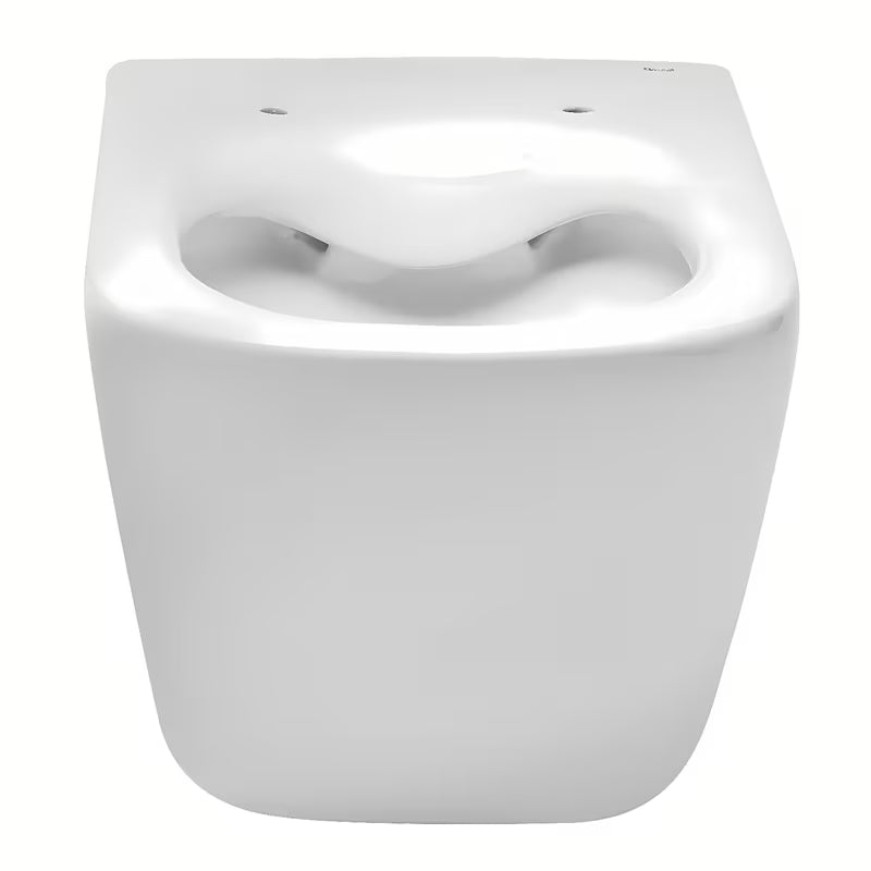 Bijeli viseča WC školjka Roca The Gap s Rimless izvedbom brez splakovalnega kroga i četvrtastim dizajnom