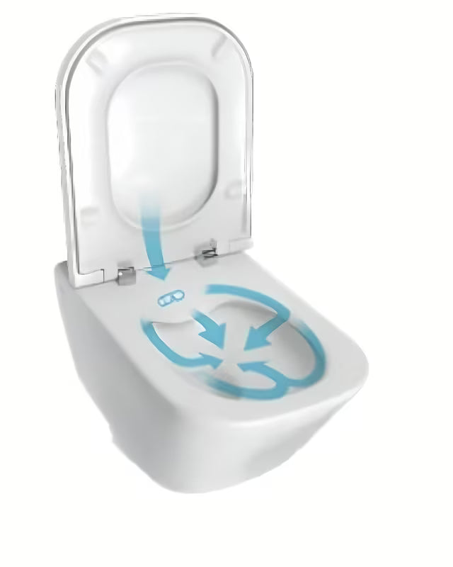 Bijeli viseča WC školjka Roca The Gap s Rimless izvedbom brez splakovalnega kroga i četvrtastim dizajnom