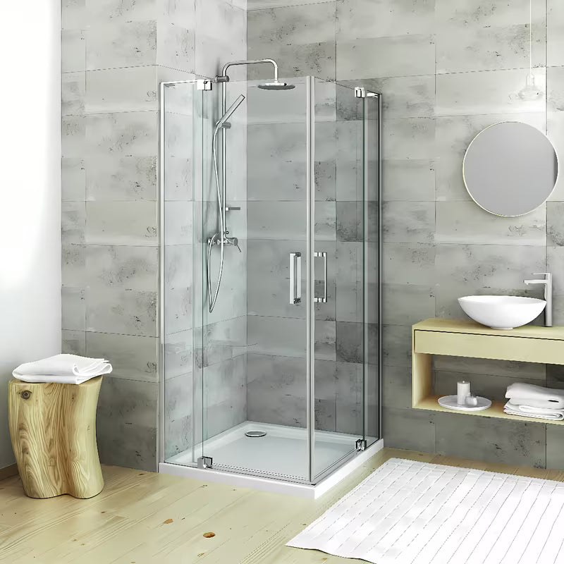 Brezokvirna enokrilna tuš vrata Roth Elegant Neo Line 80 cm v sijajnem kromu s prozornim steklom.