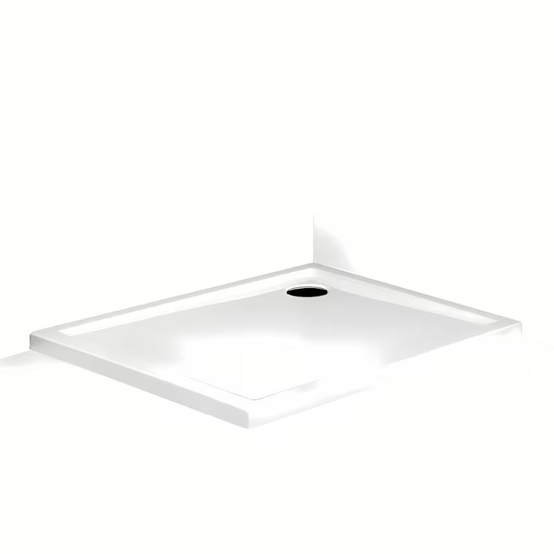 Pravokotna tuš kad Roth Flat Kvadro 80x90 cm od bijelog akrila s niskim ulazom