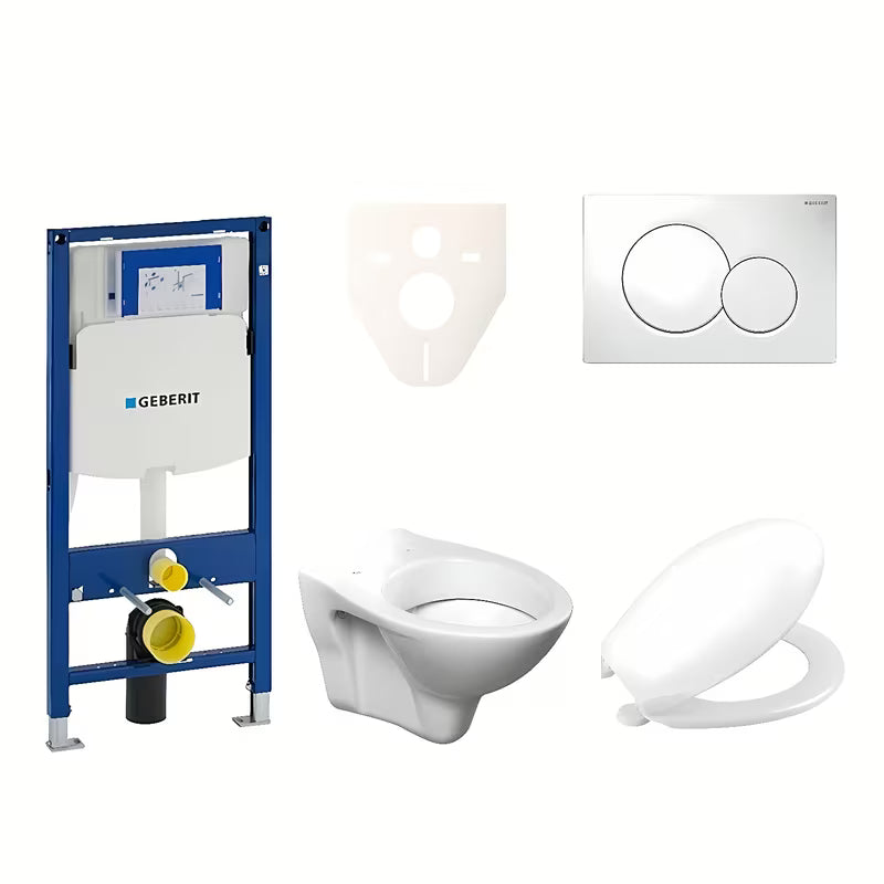 Viseči WC set S-Line Pro z modulom Geberit Duofix, sedežem URBAN in belim tipkalom Sigma 01