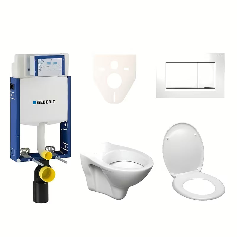 Viseči WC set S-Line Pro z modulom Geberit Kombifix, s tipko Sigma 30 in sedežem WC školjka