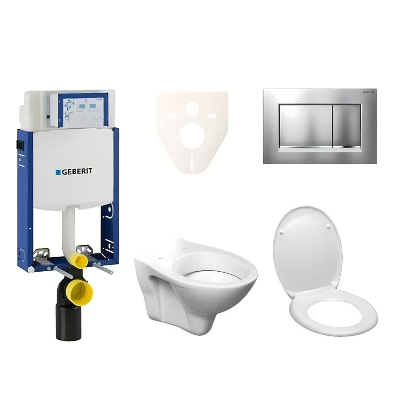 Viseči WC set S-Line Pro z modulom Geberit Kombifix, s sedežem in tipko Sigma 30