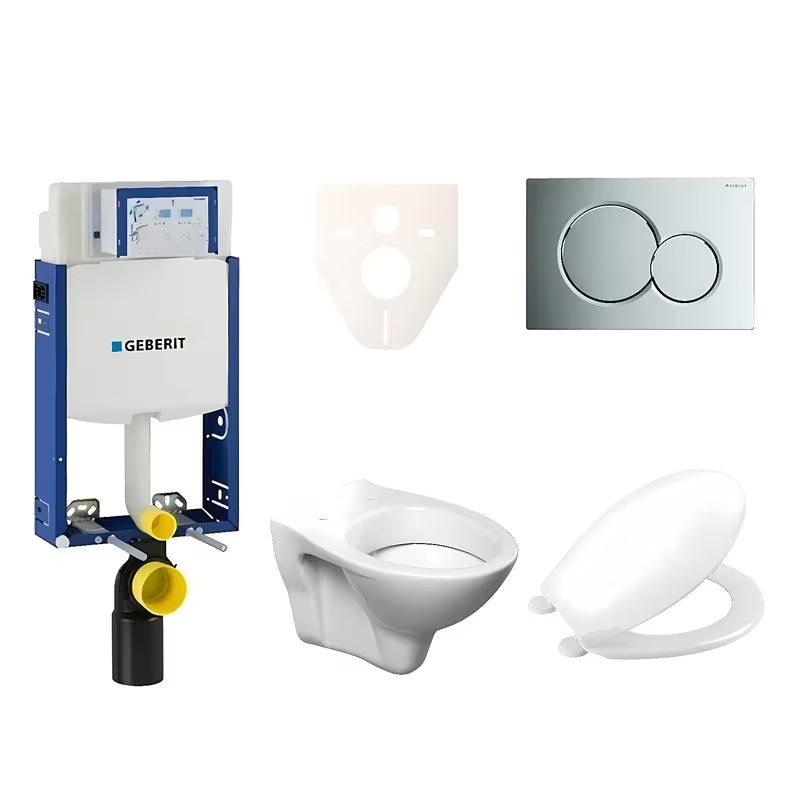 Viseči WC set S-Line Pro z modulom Geberit Kombifix, sedežem URBAN in tipko Sigma 01 v sijajnem kromu