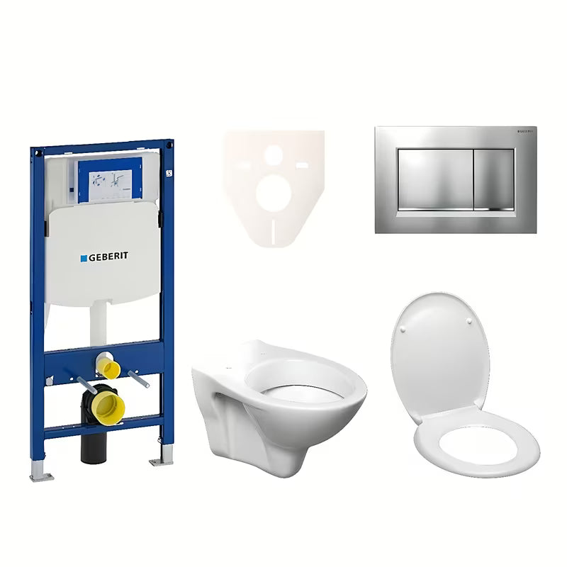 Viseči WC set S-Line Pro z modulom Geberit Duofix, s sedežem, tipko Sigma 30 in zvočnoizolacijsko podlogo