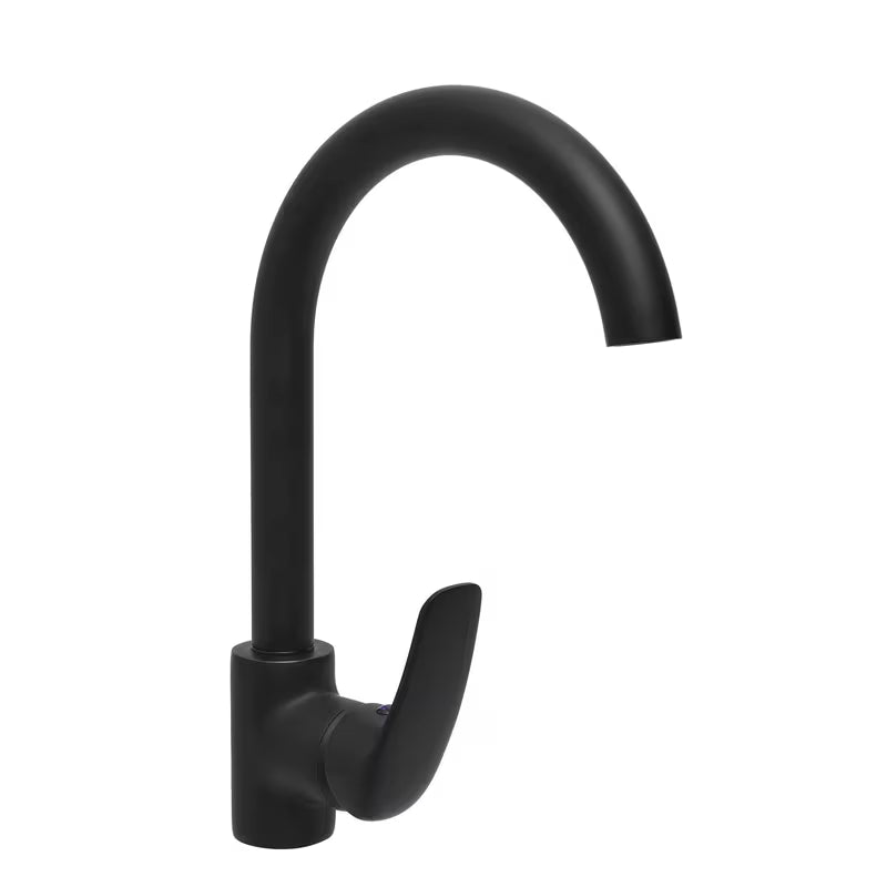 S-Line Pro enoročna stoječa armatura za pomivalno korito u crnoj mat izvedbi z vrtljivim izlivom.