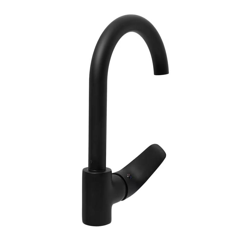 S-Line Pro enoročna stoječa armatura za pomivalno korito u crnoj mat izvedbi z vrtljivim izlivom.