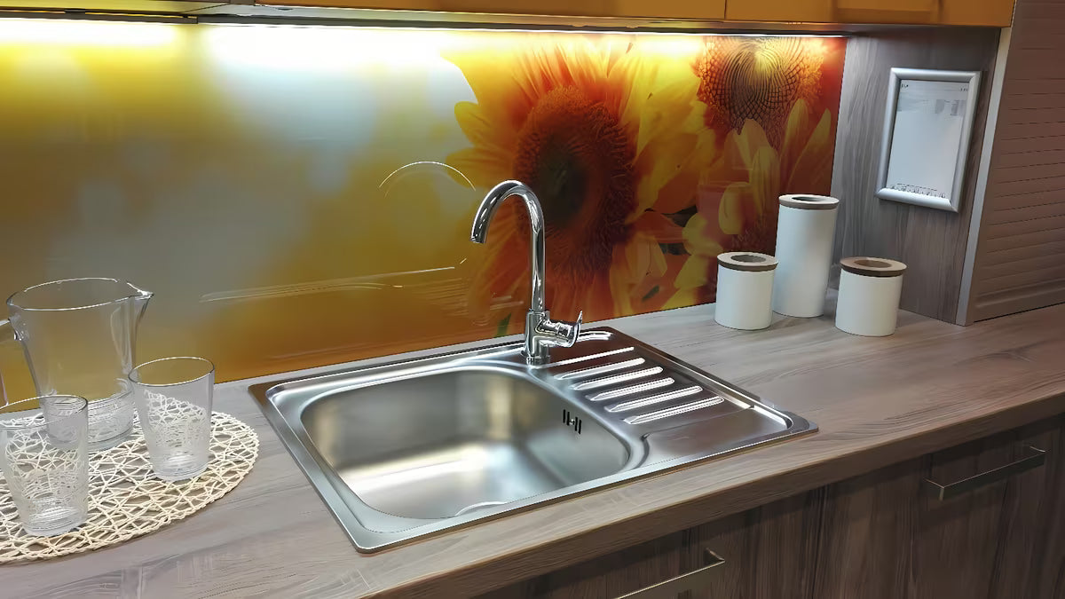 Kromirana enoročna stoječa armatura za pomivalno korito S-Line Pro z vrtljivim izlivom s uvučenim perlatorom.