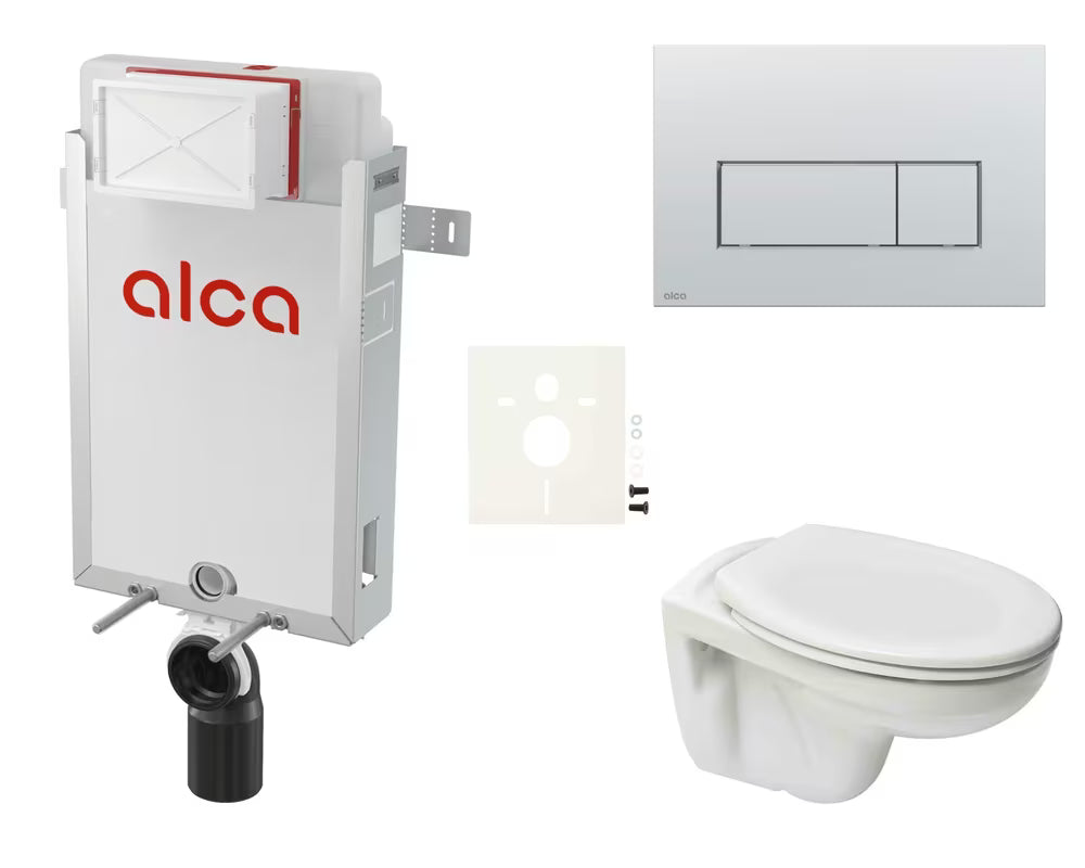 Viseči WC set S-Line Pro z vgradnim modulom, splakovalnikom Alca in sedežem iz duroplasta