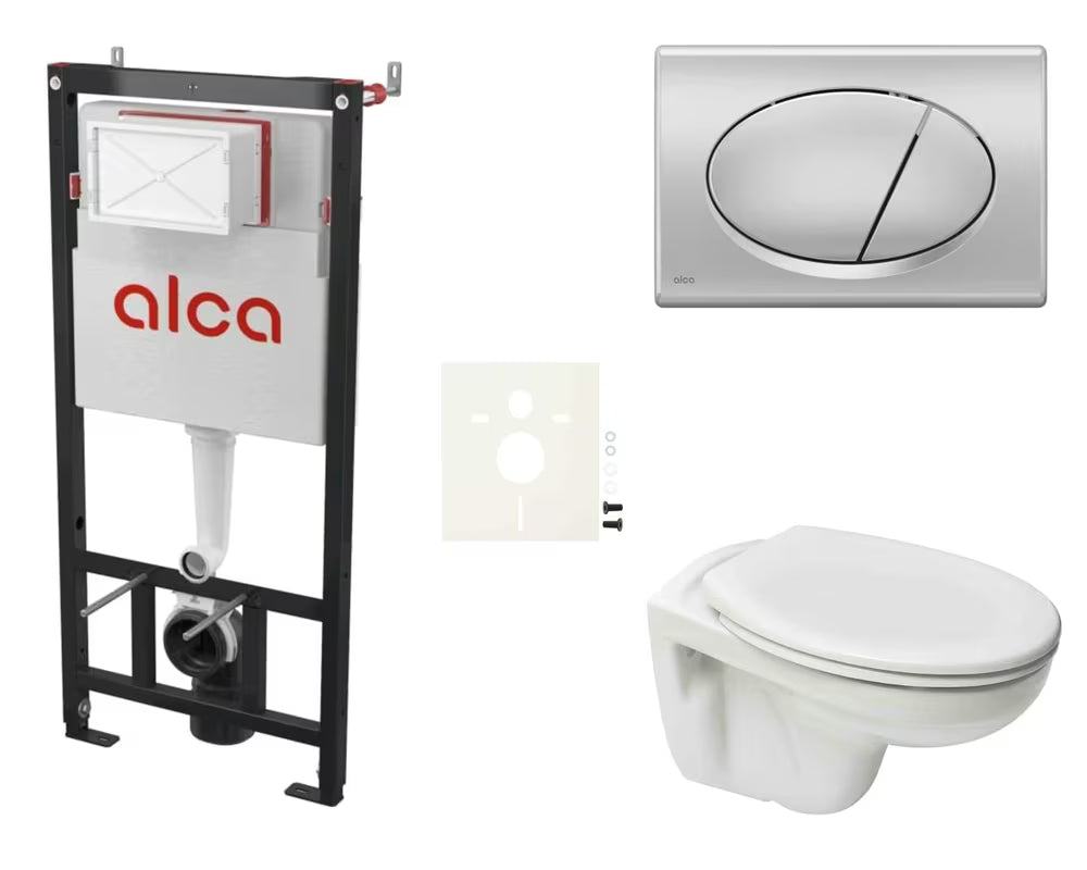 Viseči WC set S-Line Pro z modulom pro za predstensko montažo, splakovalnikom Alca in sedežem iz duroplasta