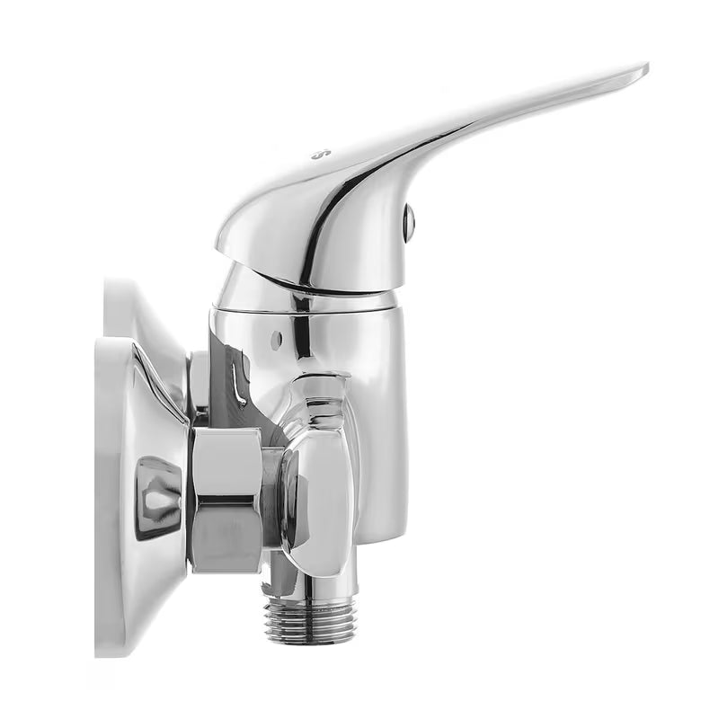 Stenska enoročna armatura za tuš S-Line Pro v sijajnem kromu s sodobnim zaobljenim dizajnom.
