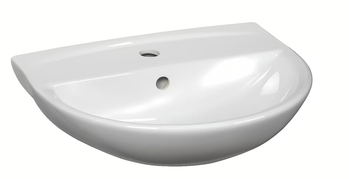 Viseče keramički umivaonik S-Line Pro 49,5 x 38,5 cm u bijeloj boji s preljevom i otvorom pro za slavinu