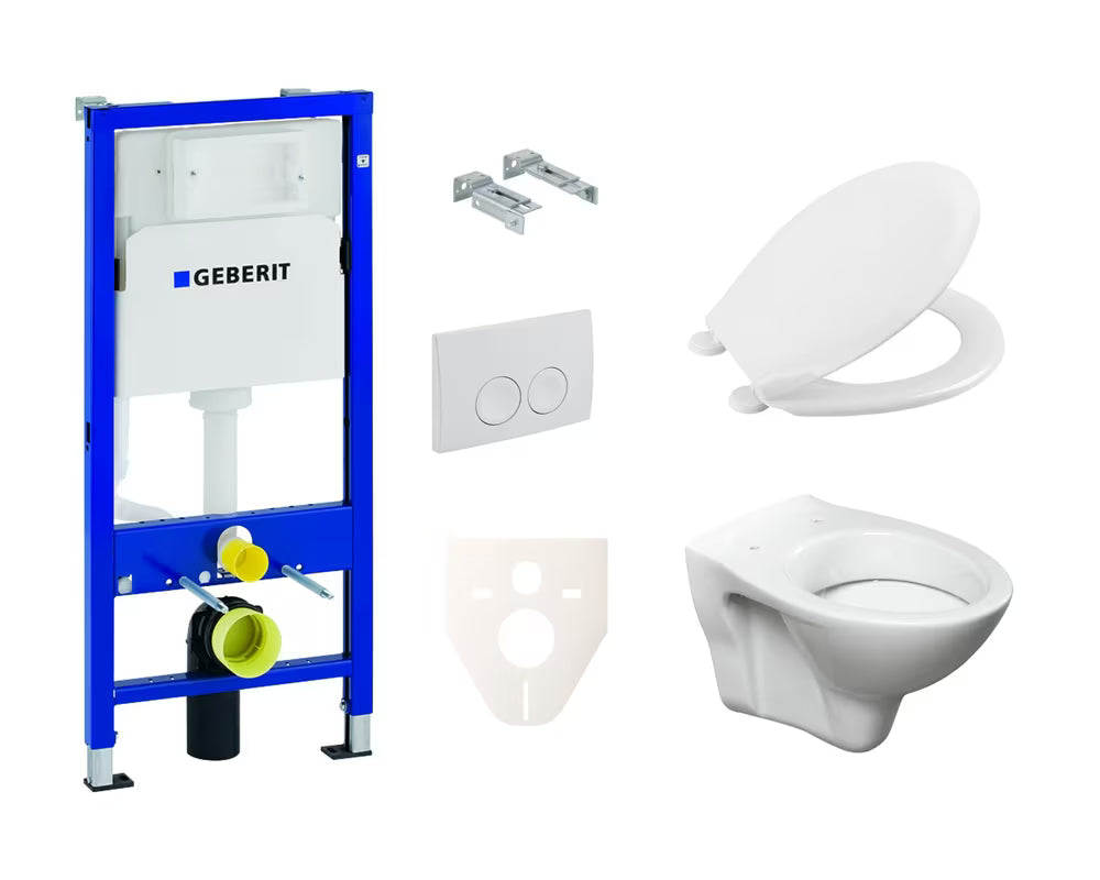 Viseči WC set S-Line Pro s modulom Geberit Duofix, sjedalom URBAN i bijelom tipkom Delta 21
