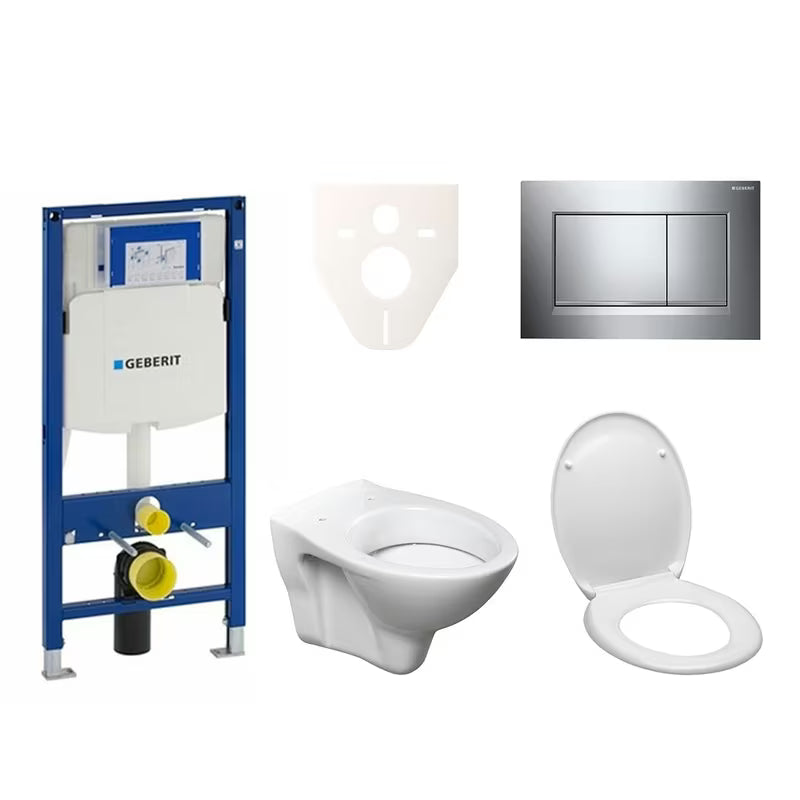 Viseči WC set S-Line Pro s modulom Geberit Duofix, sjedalom i tipkom Sigma 30