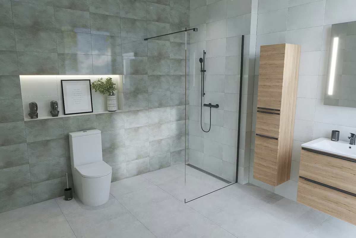 Tuš set S-Line u crnoj mat boji s ručnim tušem s 3 funkcije i podesivim držačem