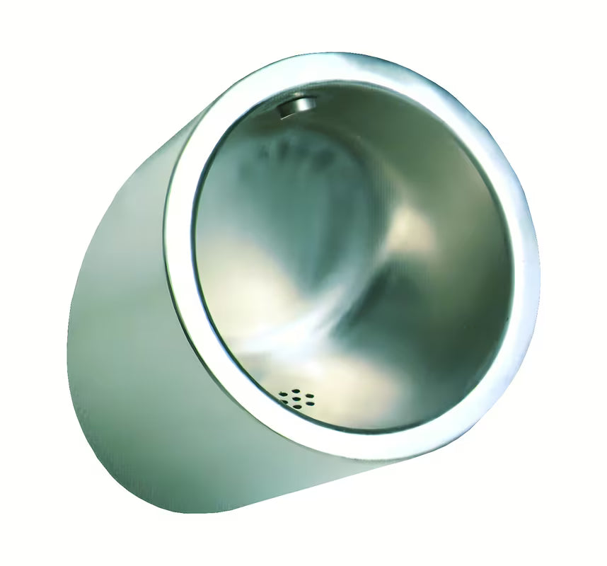 Nehrđajući antivandal viseči pisoarji Sanela Supersteel s integriranom tuš ružom i mat površinom.