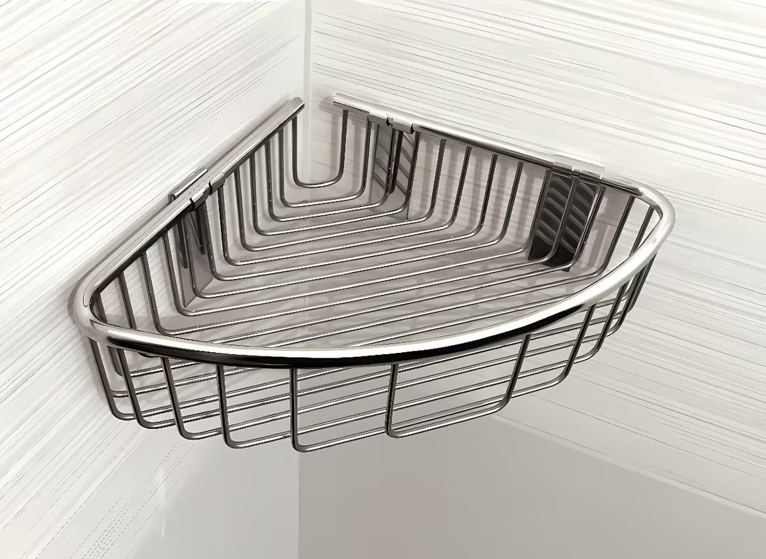 Sjajna inox kotna polica Sanela za kupaonicu pro odlaganje kozmetike i dodataka