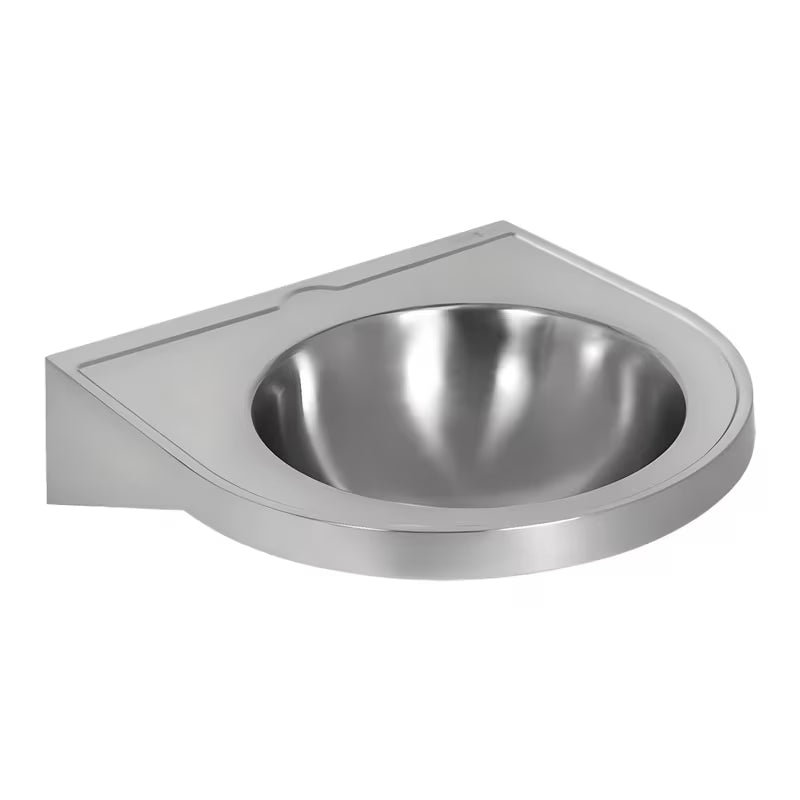 Viseče nehrđajući umivaonik Sanela Supersteel pro za osobe s invaliditetom s utorima za sapun