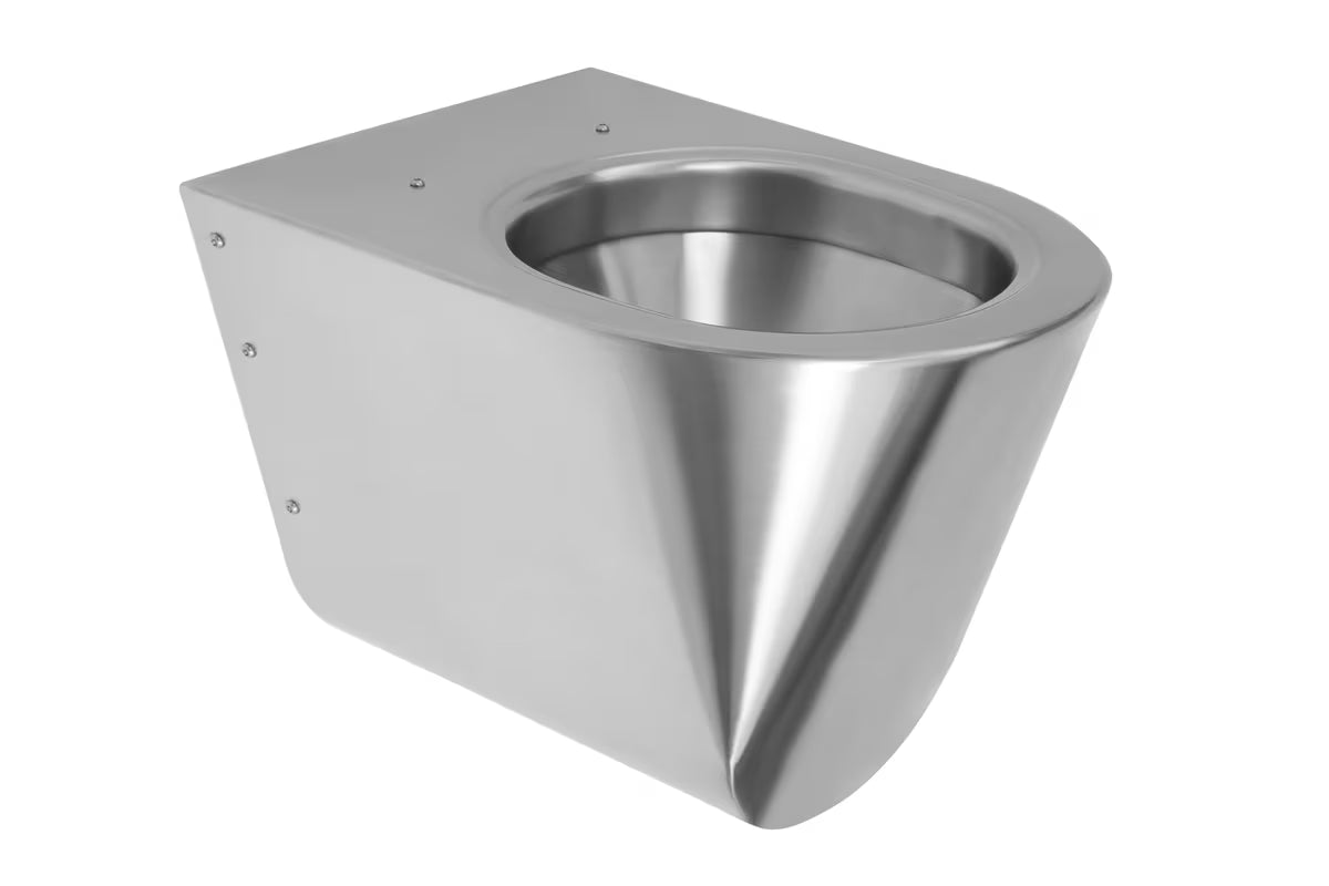 Viseče nehrđajući WC školjka Sanela Supersteel s mat površinom u antivandal izvedbi