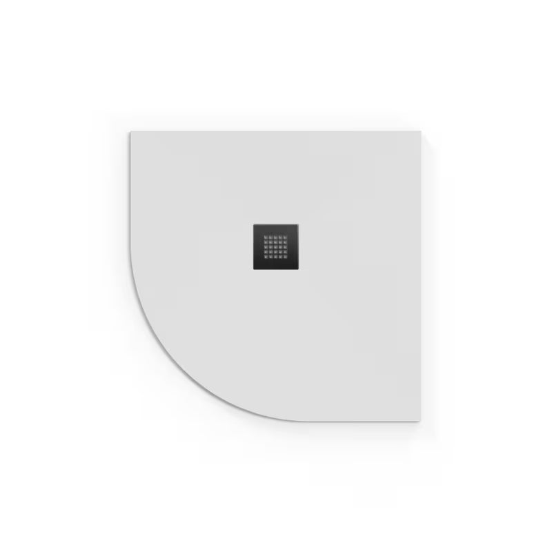 Bijela polkrožna tuš kad SAT Alek 90x90 cm od lijevanog mramora s niskim profilom