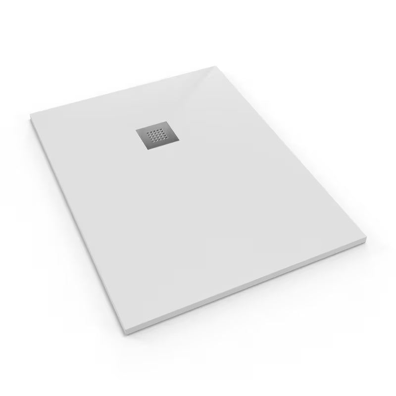 Bijela pravokotna tuš kad SAT Alek 120x80 cm od lijevanog mramora s niskim profilom