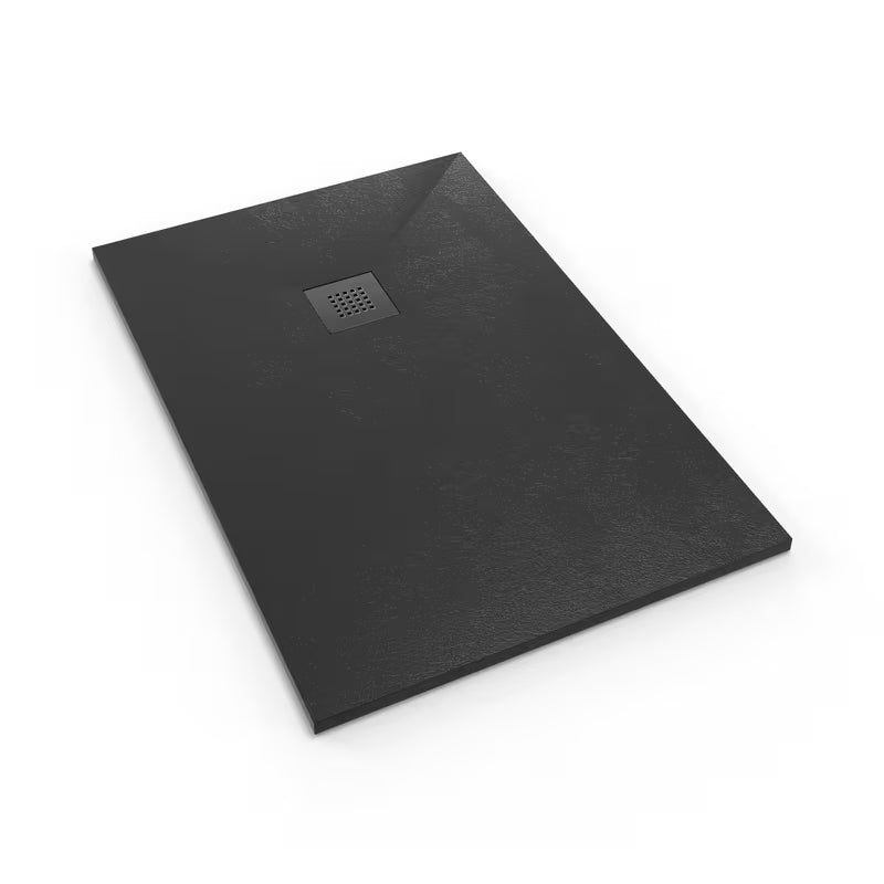 Crna pravokotna tuš kad SAT Alek 120x80 cm od lijevanog mramora, niske visine