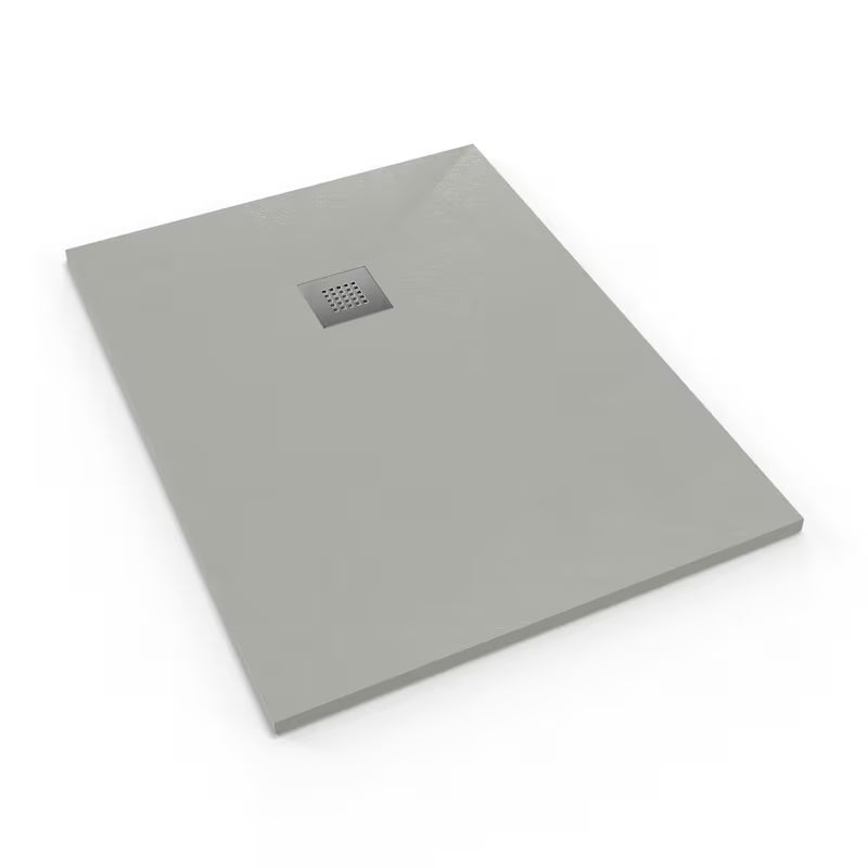 Pravokotna tuš kad SAT Alek 120x80 cm od lijevanog mramora u boji gris s niskim profilom.