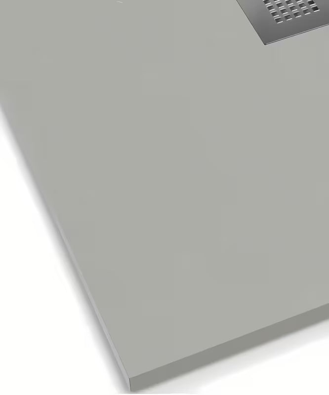 Pravokotna tuš kad SAT Alek 120x80 cm od lijevanog mramora u boji gris s niskim profilom.