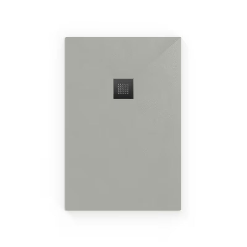 Siva pravokotna tuš kad SAT Alek 140x80 cm od lijevanog mramora s niskim profilom