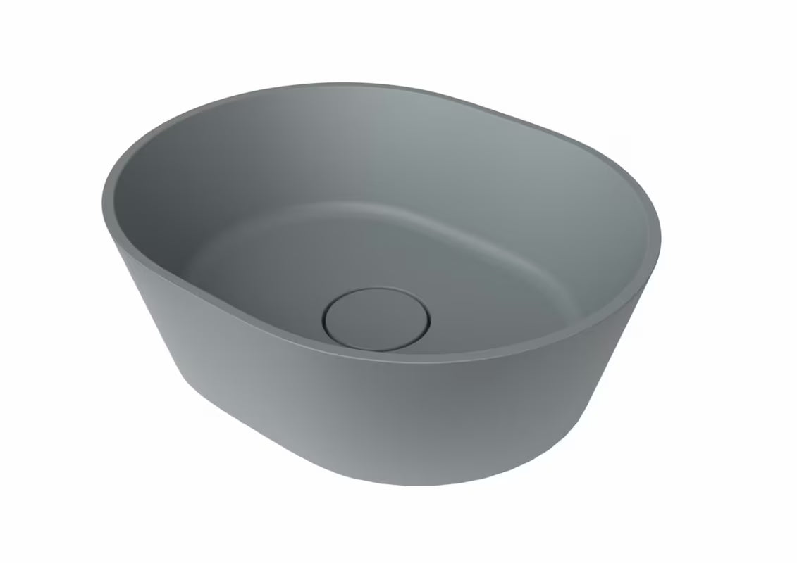 Svetlo siv umivalnik na ploščo SAT Aula 47x38 cm iz litega marmorja brez preliva