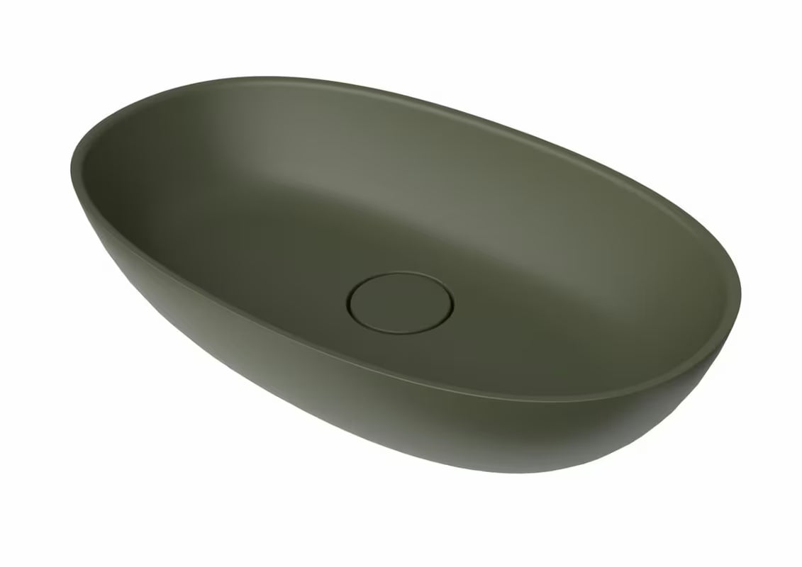 Zelen umivalnik na ploščo SAT Aula 60x36 cm iz litega marmorja brez preliva
