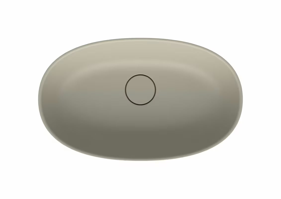 Bež umivalnik na ploščo SAT Aula 60x36 cm od lijevanog mramora brez preliva