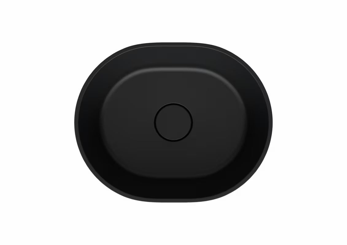 Crni umivalnik na ploščo SAT Aula od lijevanog mramora, dimenzija 47x38 cm