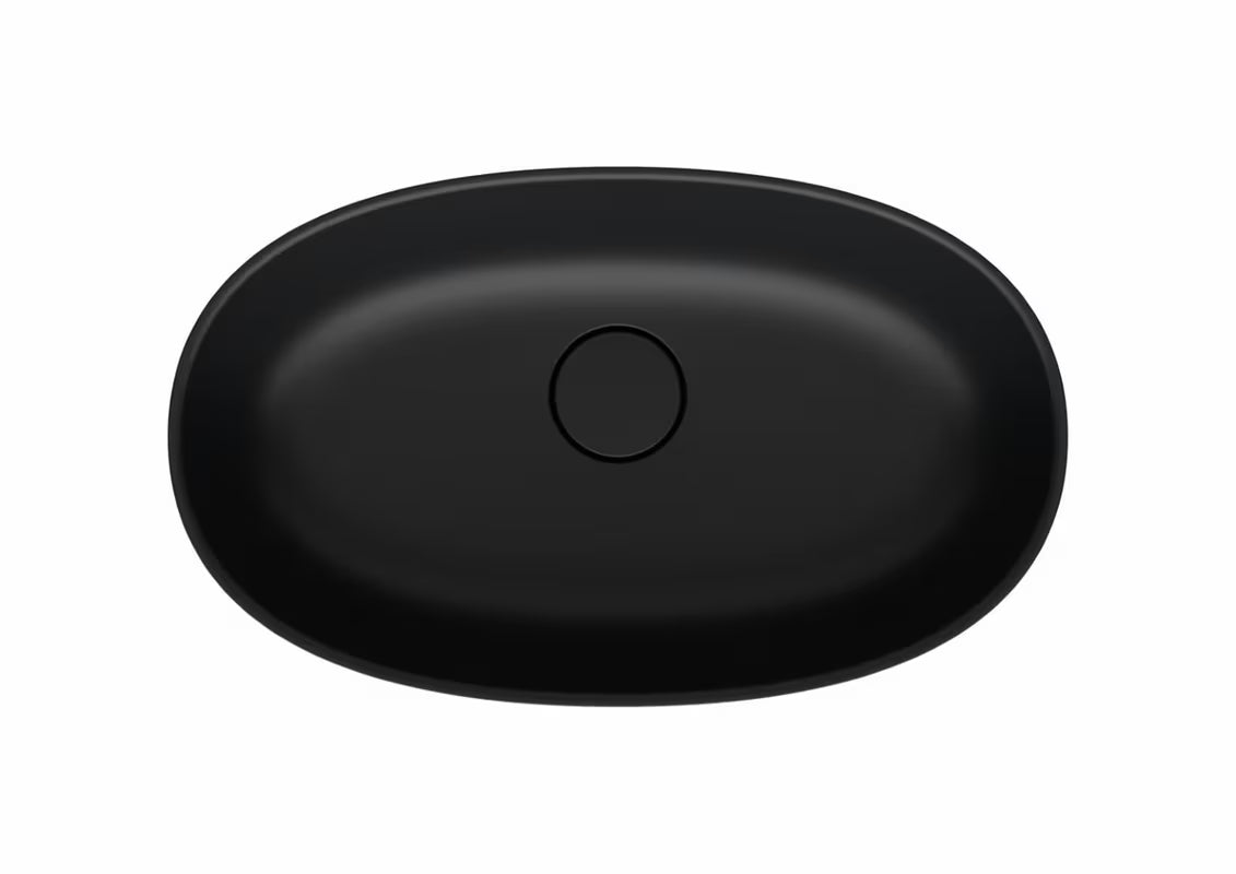 Crni umivalnik na ploščo SAT Aula od lijevanog mramora, dimenzija 60x36 cm