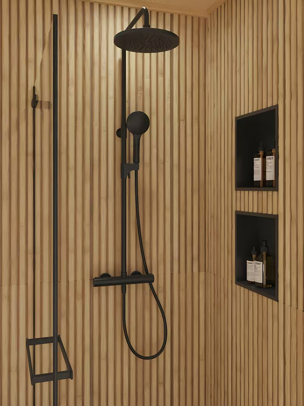 Ugradbena polica SAT Aurum u mat crnoj boji od nehrđajućeg čelika 304 pro kupaonicu