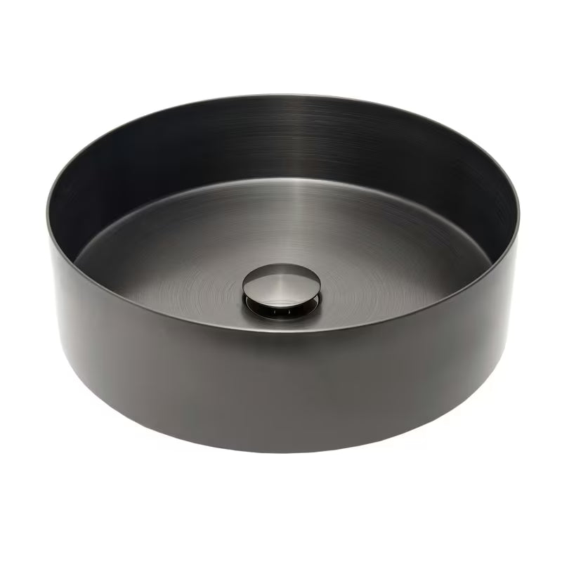 Okrogla umivalnik na ploščo SAT Aurum iz brušenega nerjavnega jekla v barvi gun metal