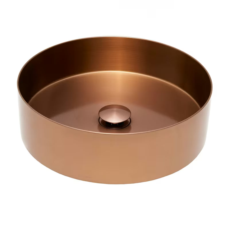 Okrogli umivalnik na ploščo SAT Aurum 38 cm v brušeni rose gold barvi s tankimi stenami