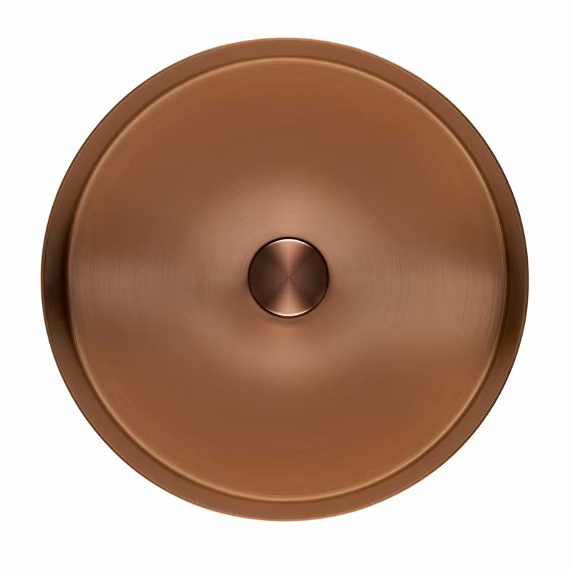 Okrogli umivalnik na ploščo SAT Aurum 38 cm v brušeni rose gold barvi s tankimi stenami