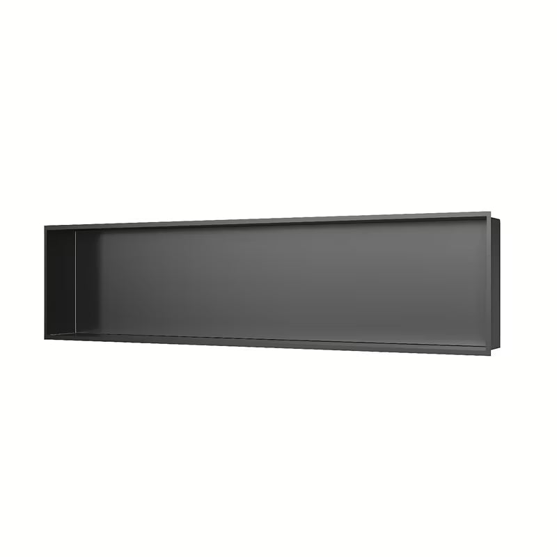 Vgradna polica SAT Aurum v barvi gun metal iz nerjavečega jekla z oglato zasnovo