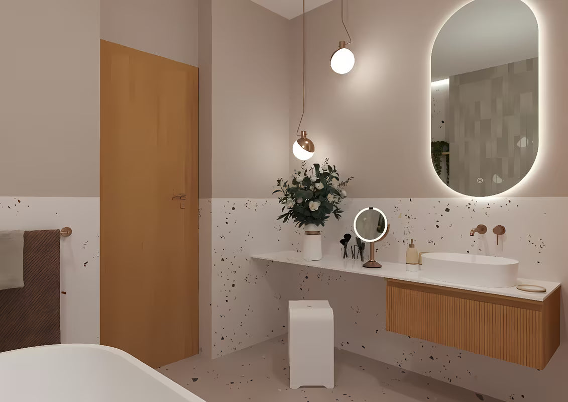 Podometna armatura za umivalnik SAT Aurum v izvedbi rose gold brushed z okroglim dizajnom.