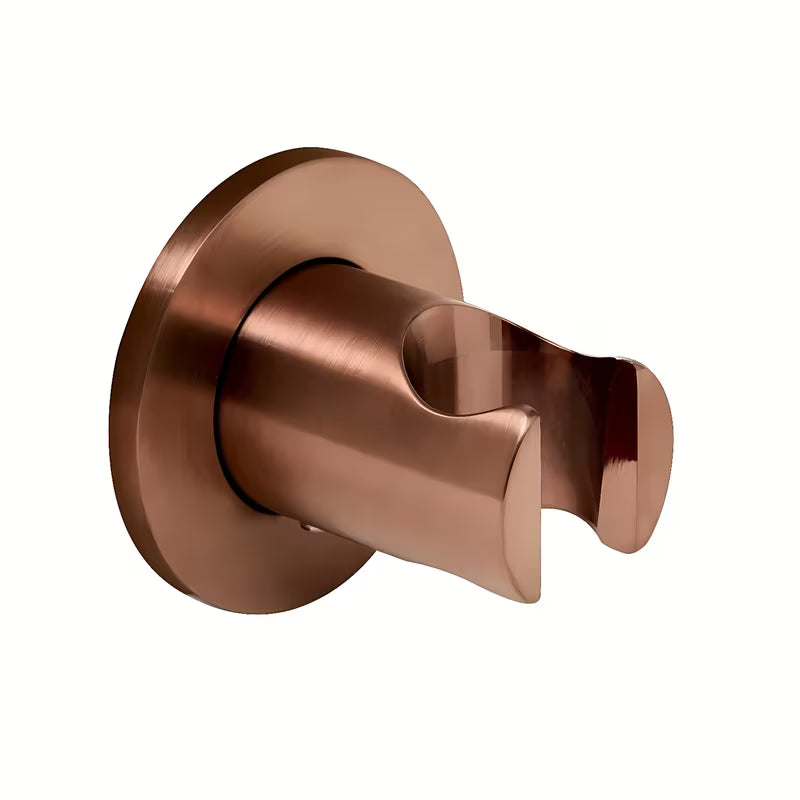 Fiksni nosilec tuš ročke SAT Aurum v površinski obdelavi rose gold brushed z okroglo obliko pro za stensko montažo.